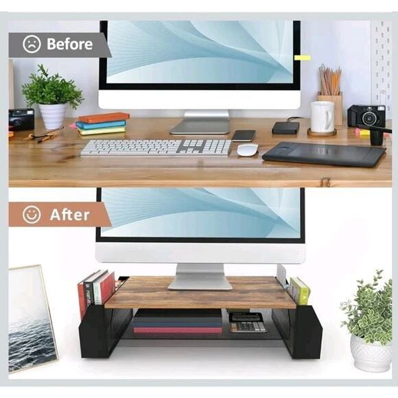 Trwcrt Metal Desk Monitor Stand Riser with Drawer and Pen Holder for... - Picture 4 of 7